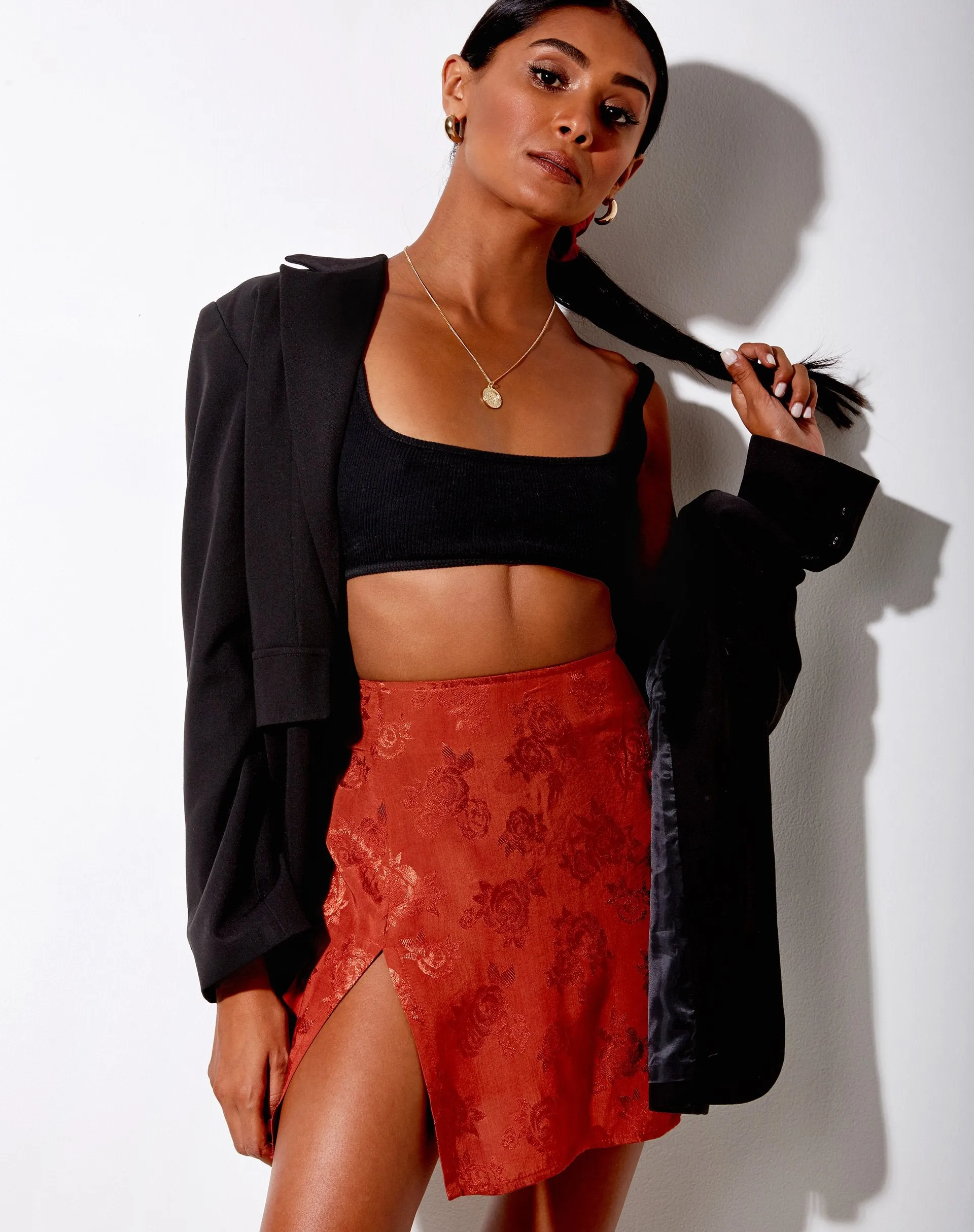 Shenka Mini Skirt in Satin Rose Copper