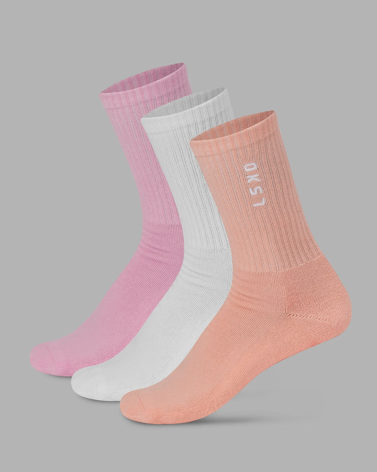 Signal 3 Pack Crew Socks - Bubblegum-White-Murex Shell