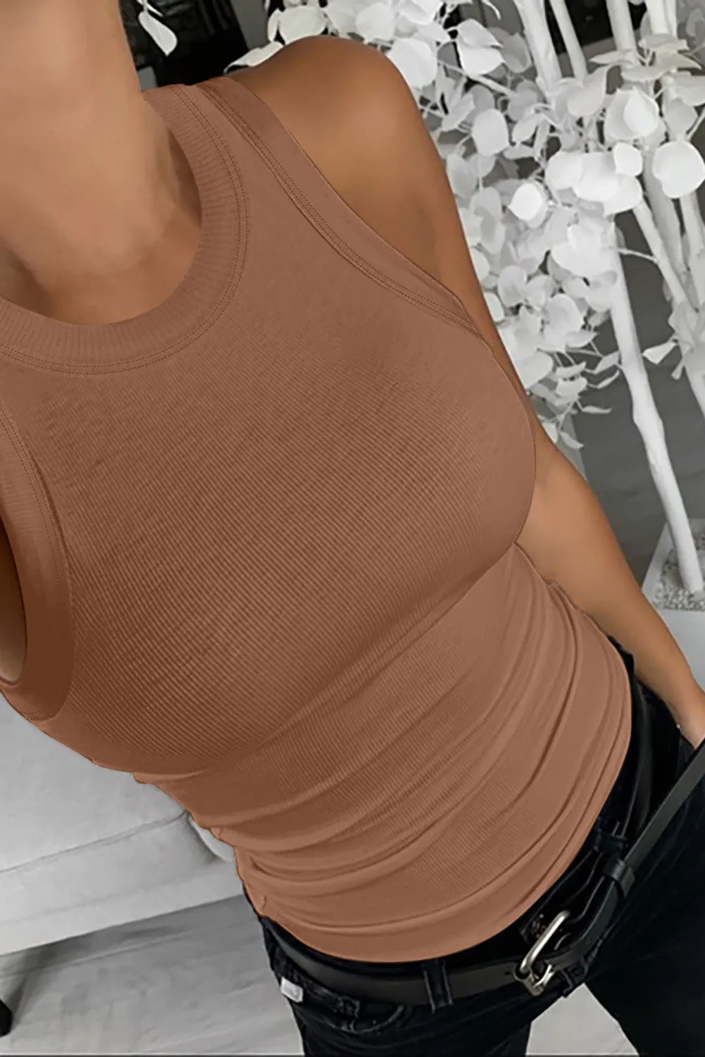 Sleeveless Tops For Women Ribbed Tank Top