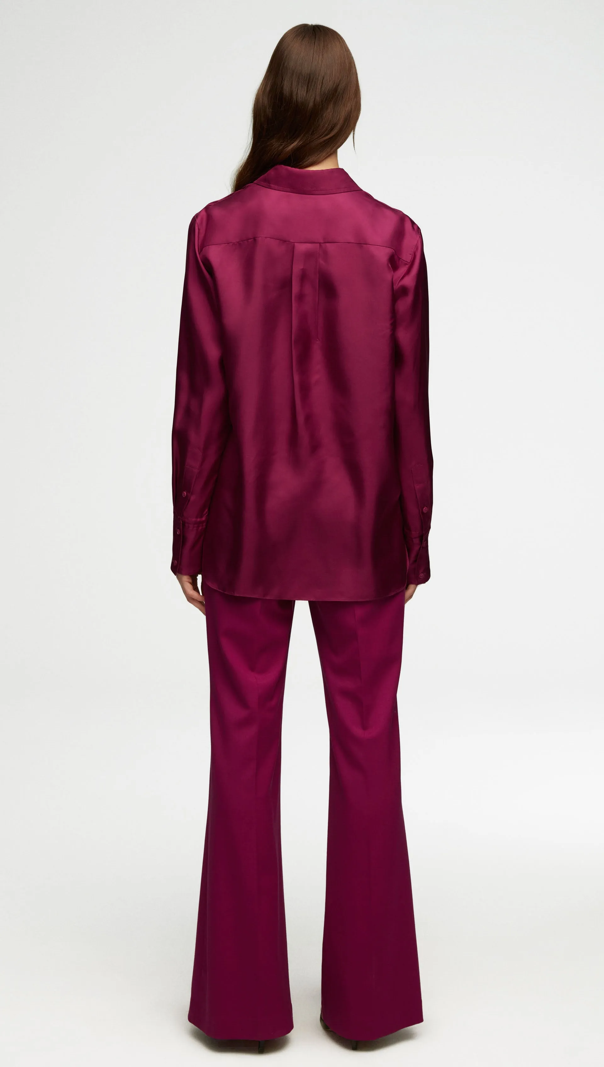 Slim Blouse in Silk Twill | Magenta