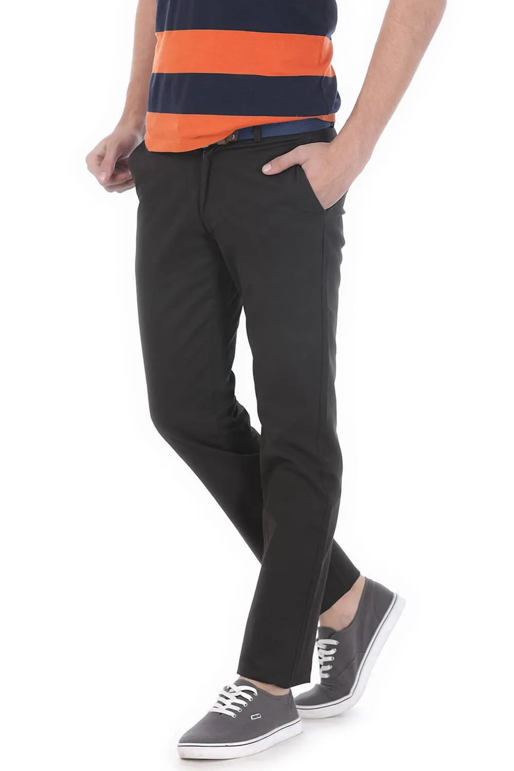 Slim Fit Weave Ribbed Trousers