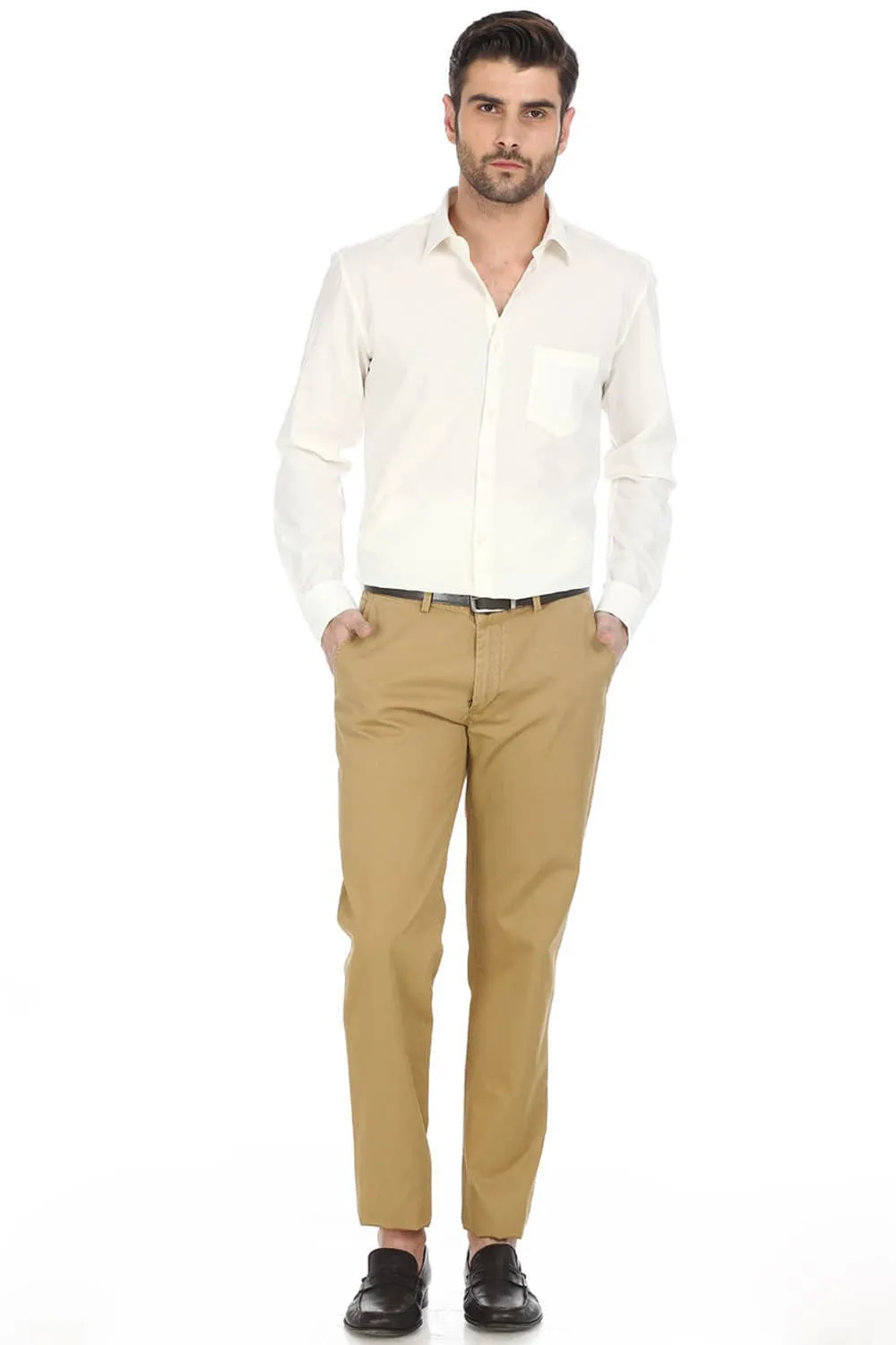 Slim Fit Weave Ribbed Trousers