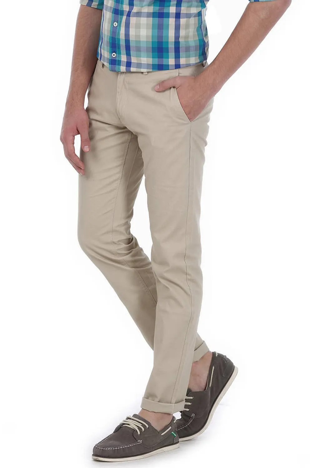 Slim Fit Weave Ribbed Trousers