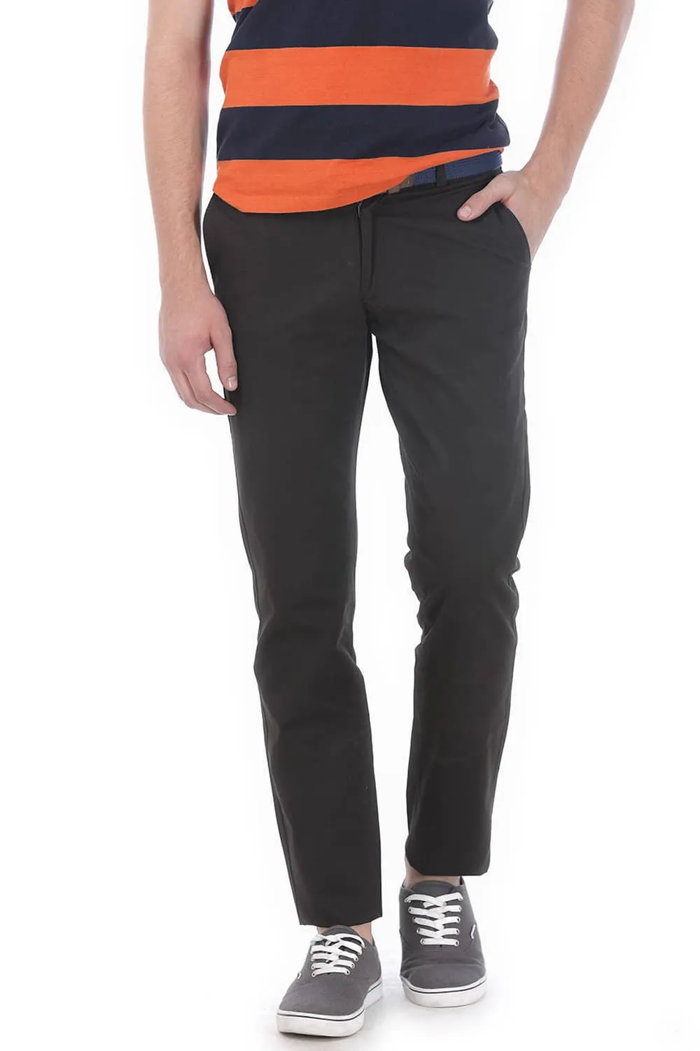 Slim Fit Weave Ribbed Trousers