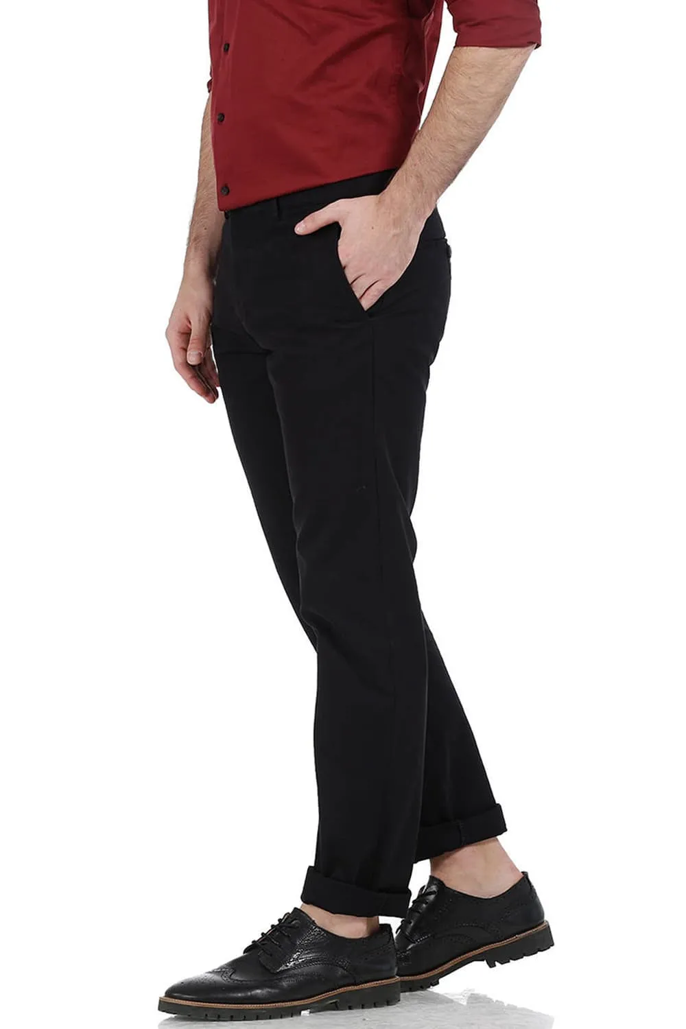 Slim Fit Weave Ribbed Trousers