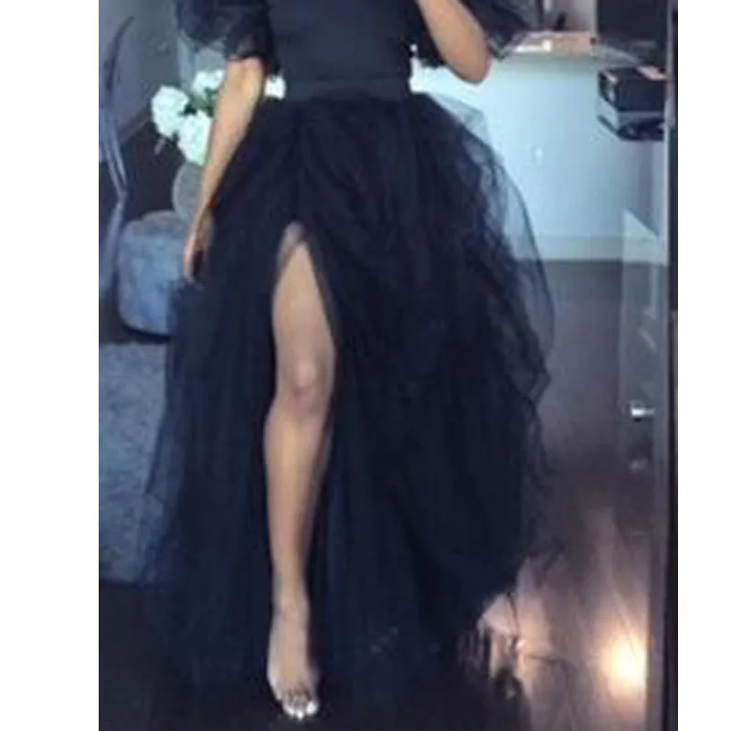 Slit Tulle Tutu Mesh Long Skirts