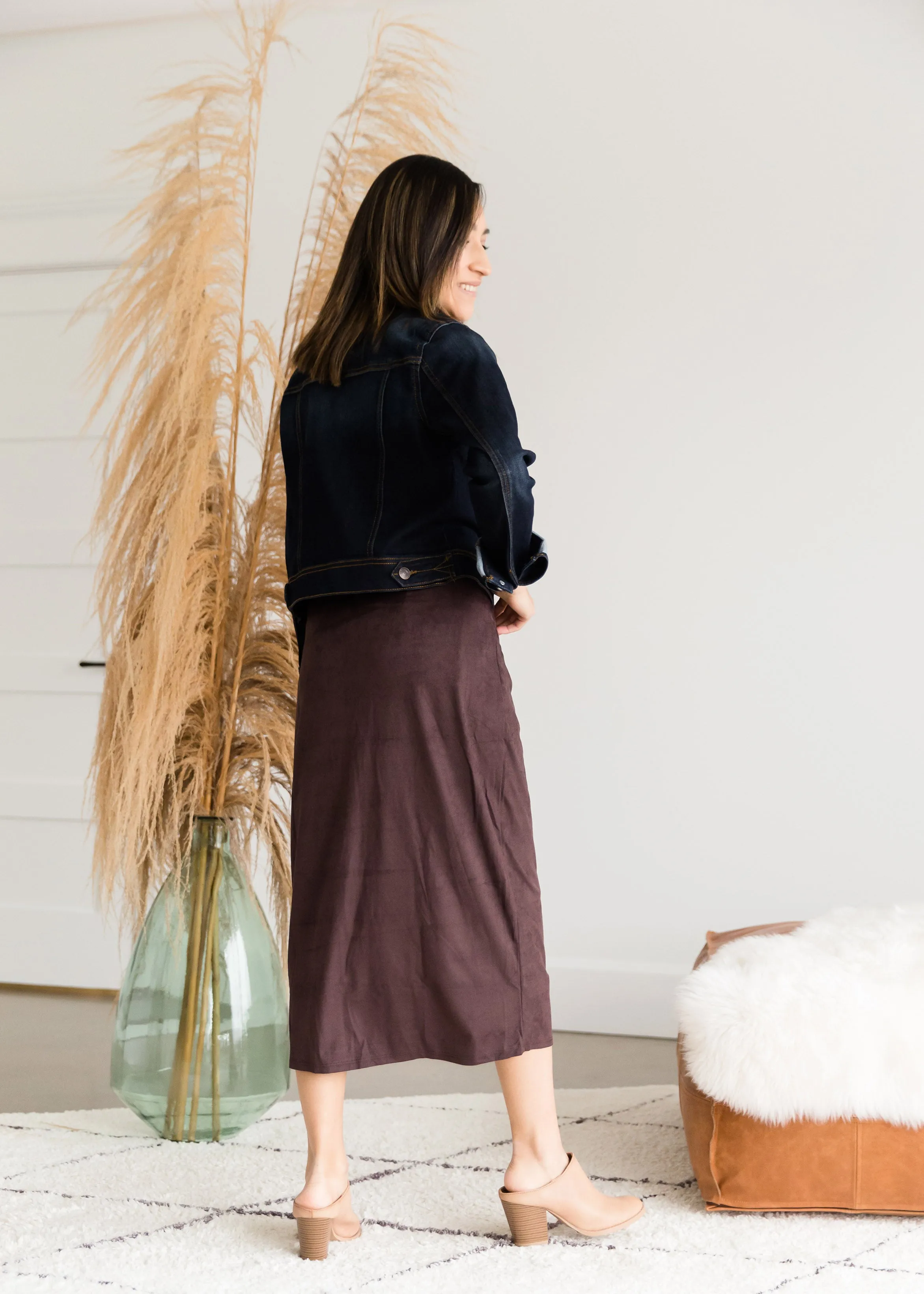 Suede Pencil Midi Skirt - FINAL SALE