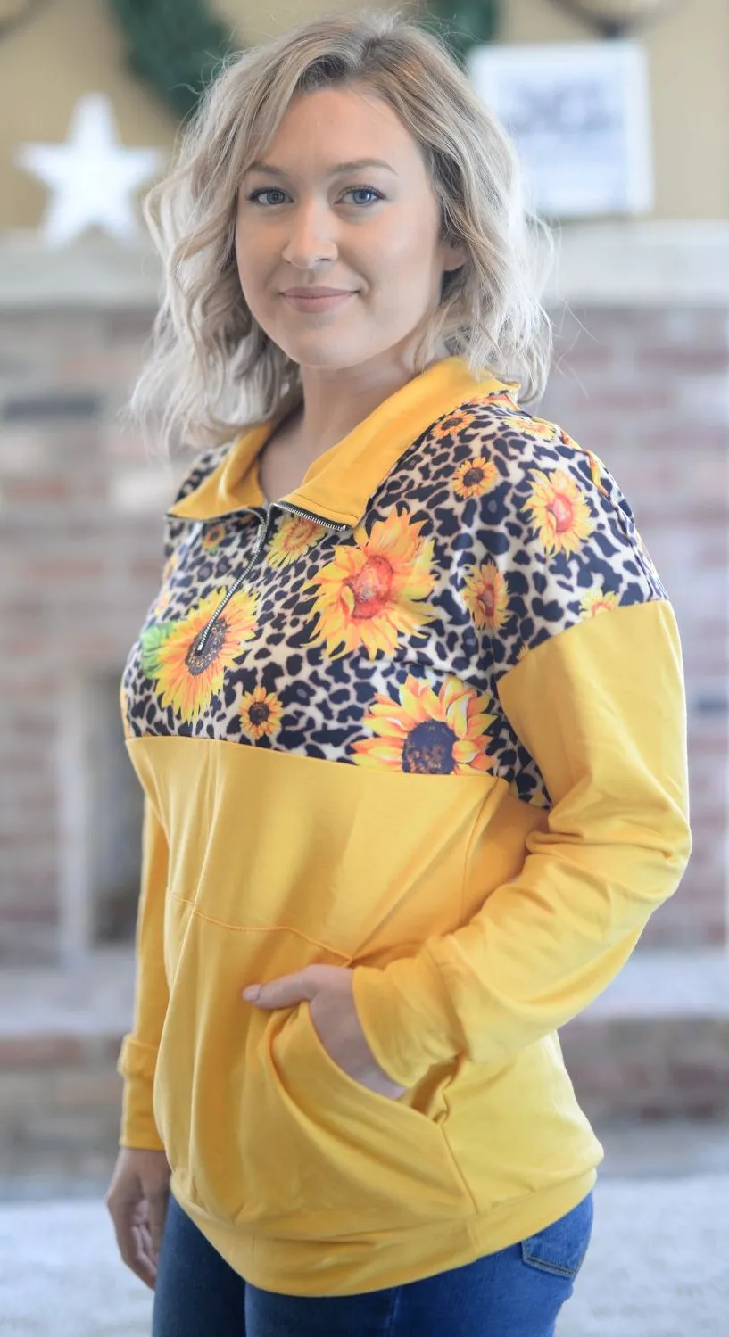 Sunflower Zip Up Pullover