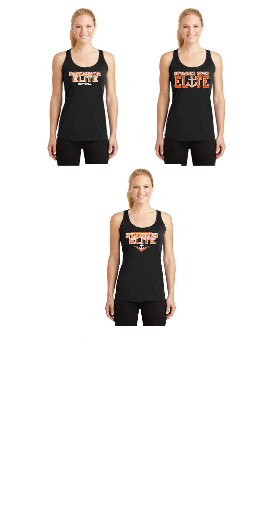 SUWANNEE RIVER ELITE BLACK RACERBAK DRI FIT TANK TOP LADIES