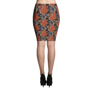 SWIRLY CATS PATTERN Pencil Skirt