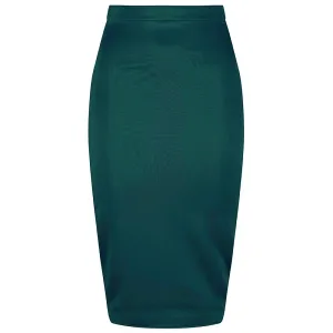 Teal Classic Stretch Emerald Pencil Bodycon Midi Office Work Skirt