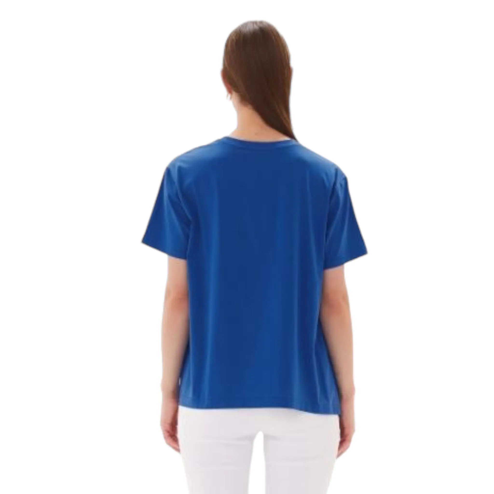 Tirelli Asymmetric Ruched Cotton Tunic Cerulean Blue