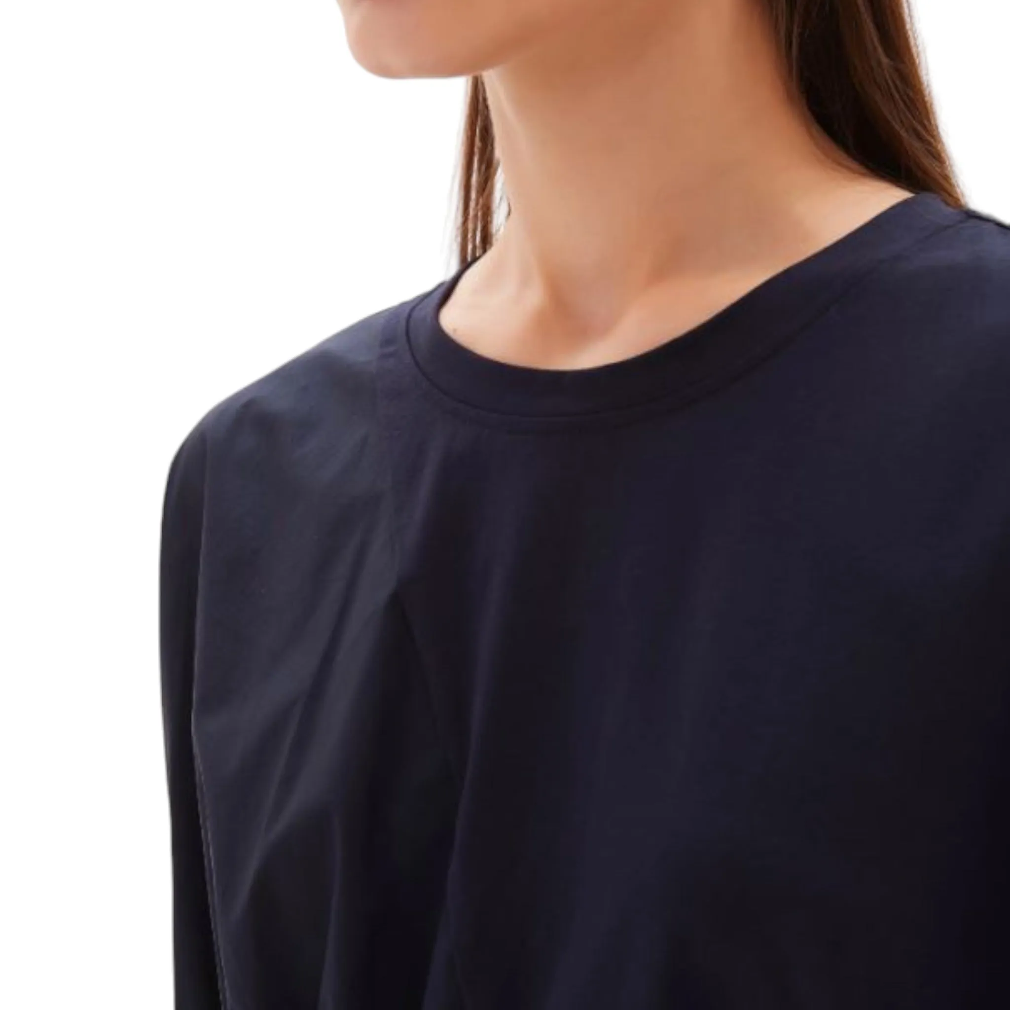 Tirelli Asymmetric Ruched Cotton Tunic Navy