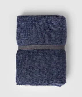 Transfer Knit Pure Merino Wool Scarf (Indigo Mix)