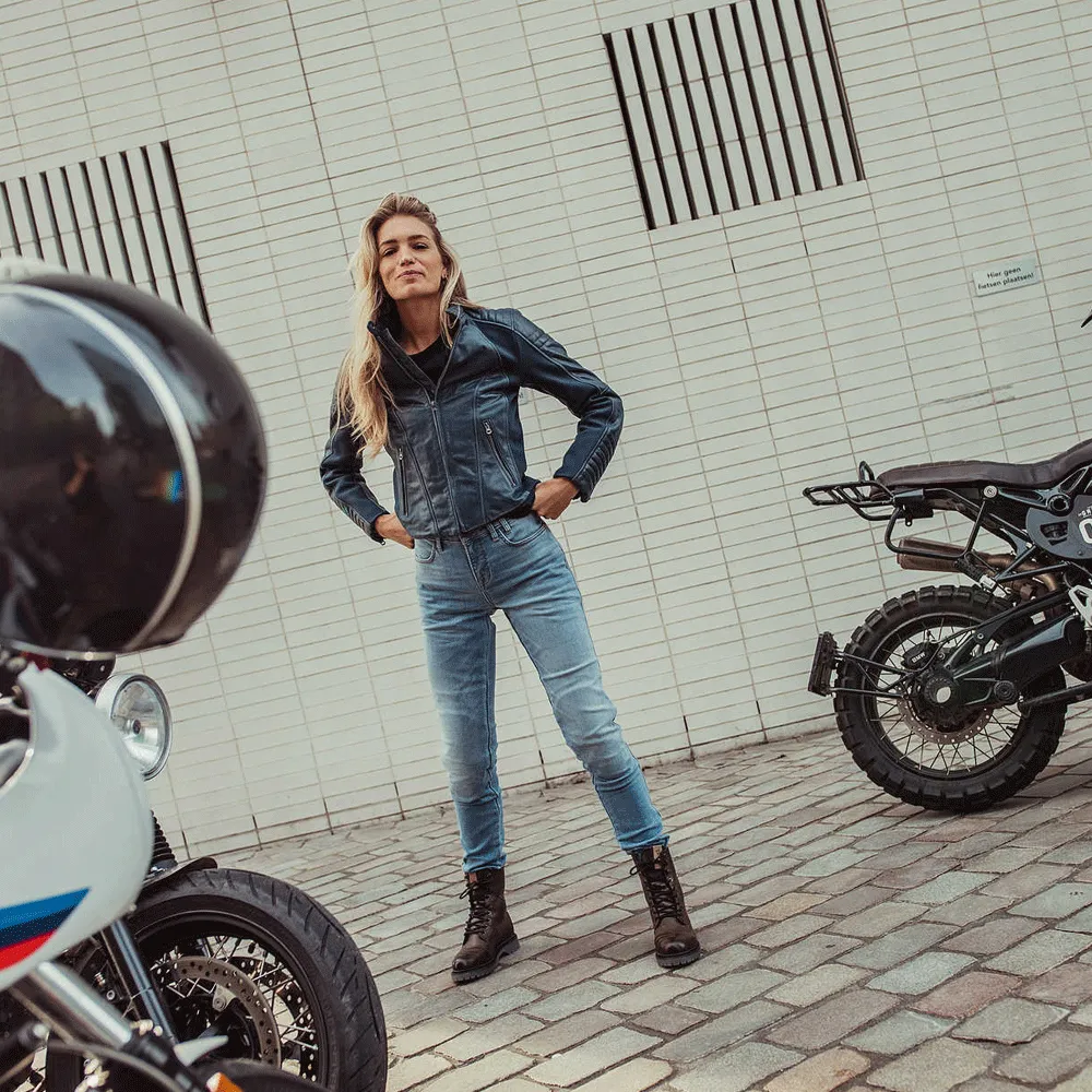 Turbo Blue Motorcycle Leather Jacket