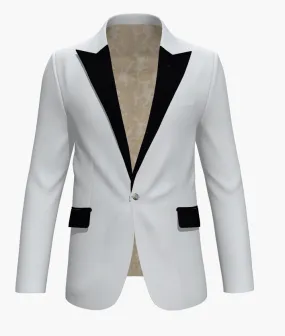 Tuxedo Plain White plus Black Contrast Black Velvet Lapels (Evening Wear Ceremony Book)/ Style No 106111