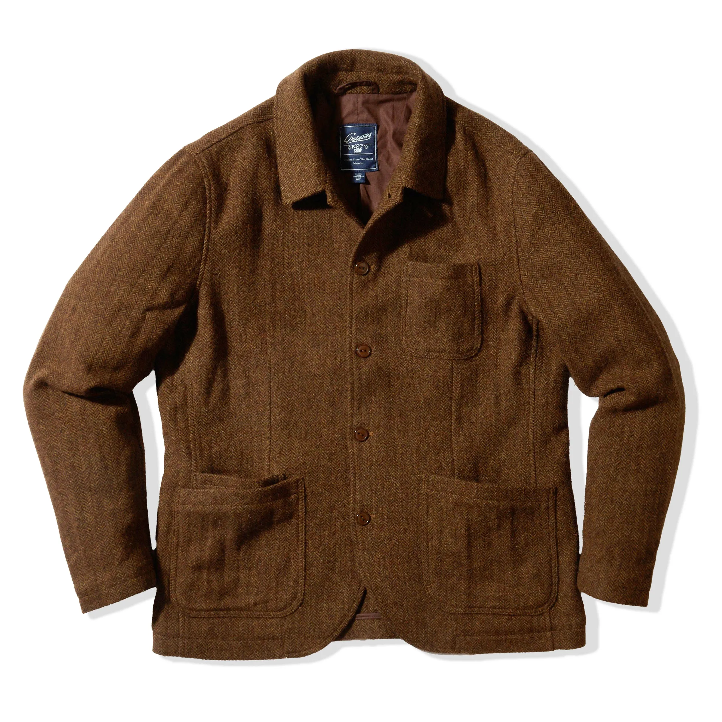 Tweed Industrial Jacket - Brown Herringbone