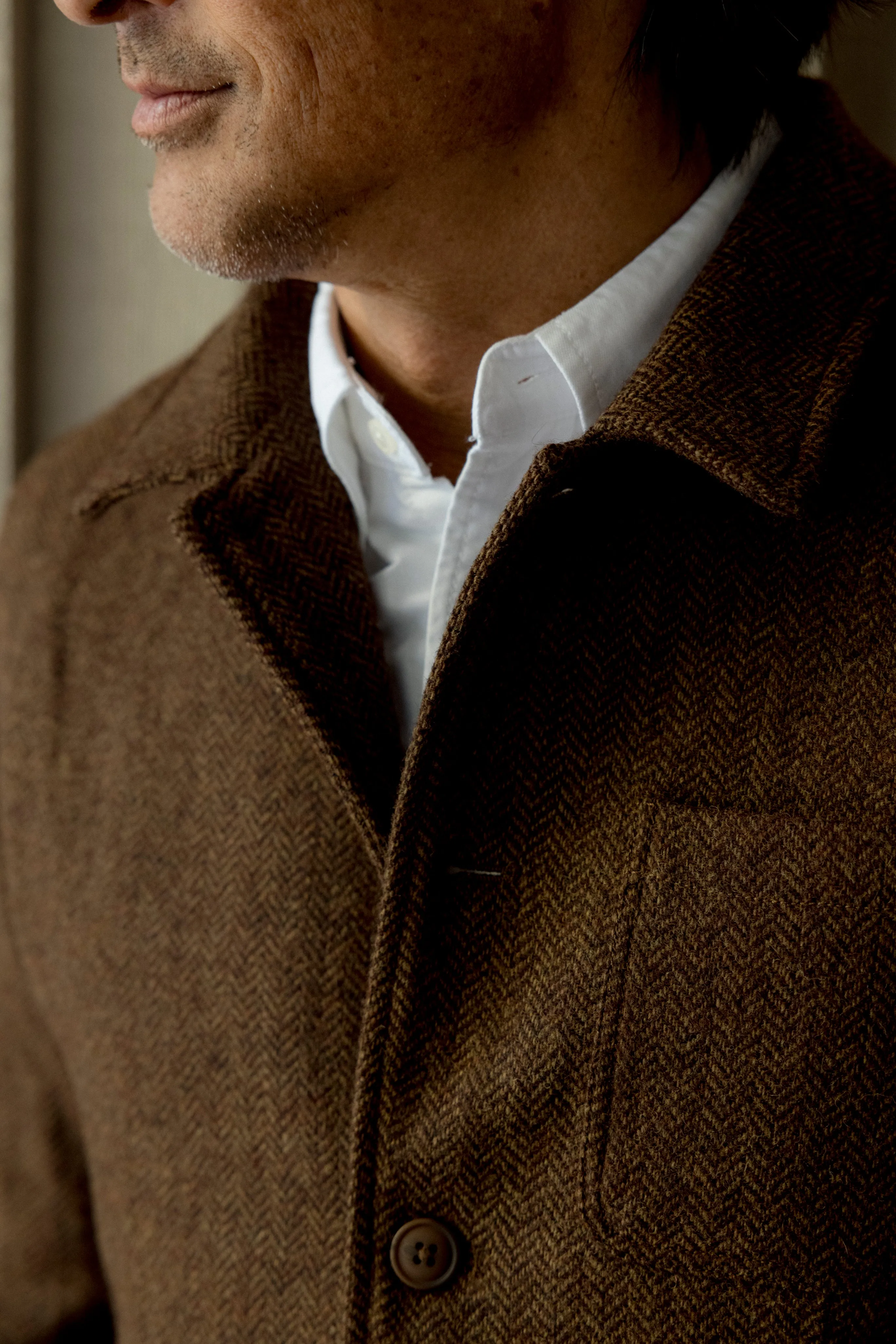 Tweed Industrial Jacket - Brown Herringbone