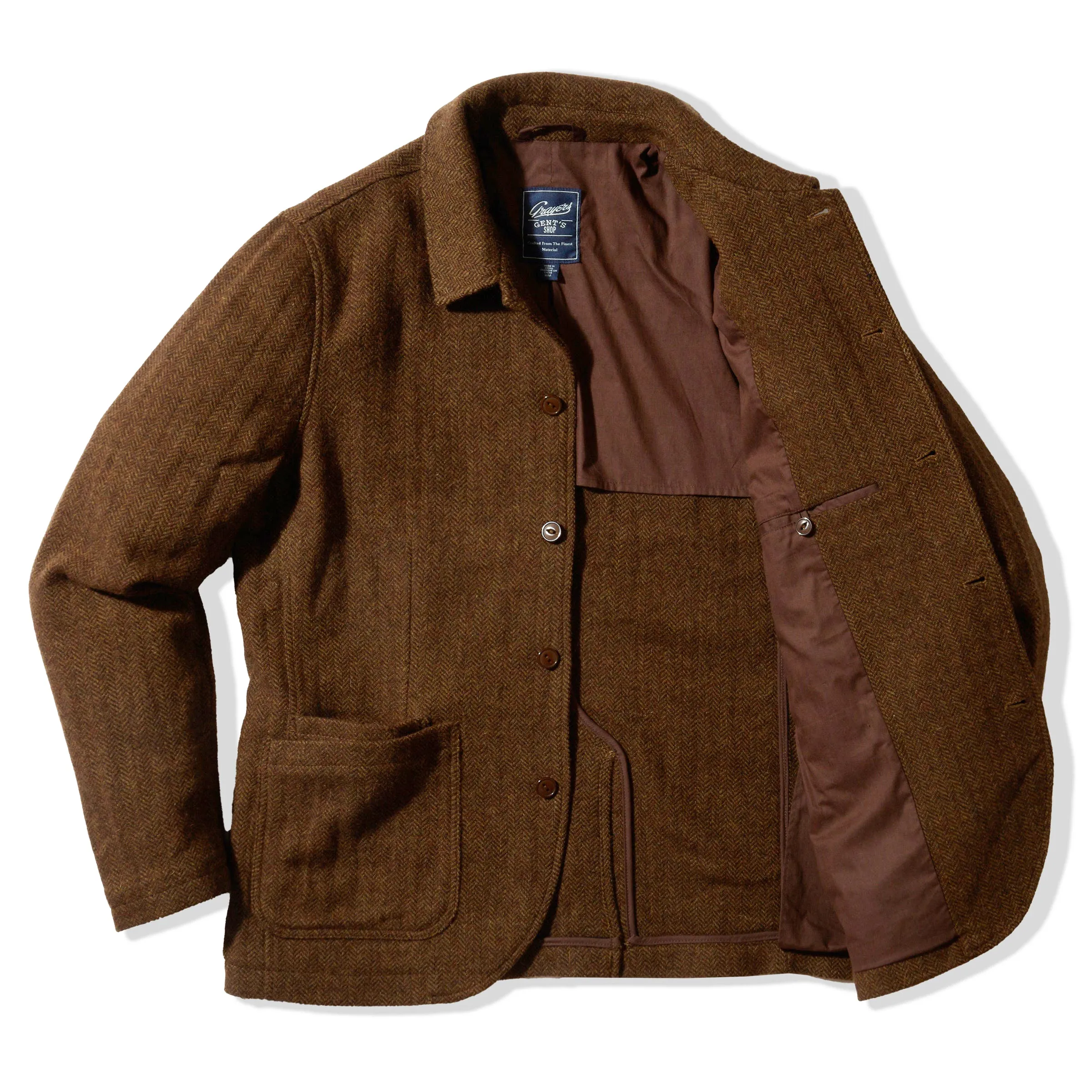 Tweed Industrial Jacket - Brown Herringbone