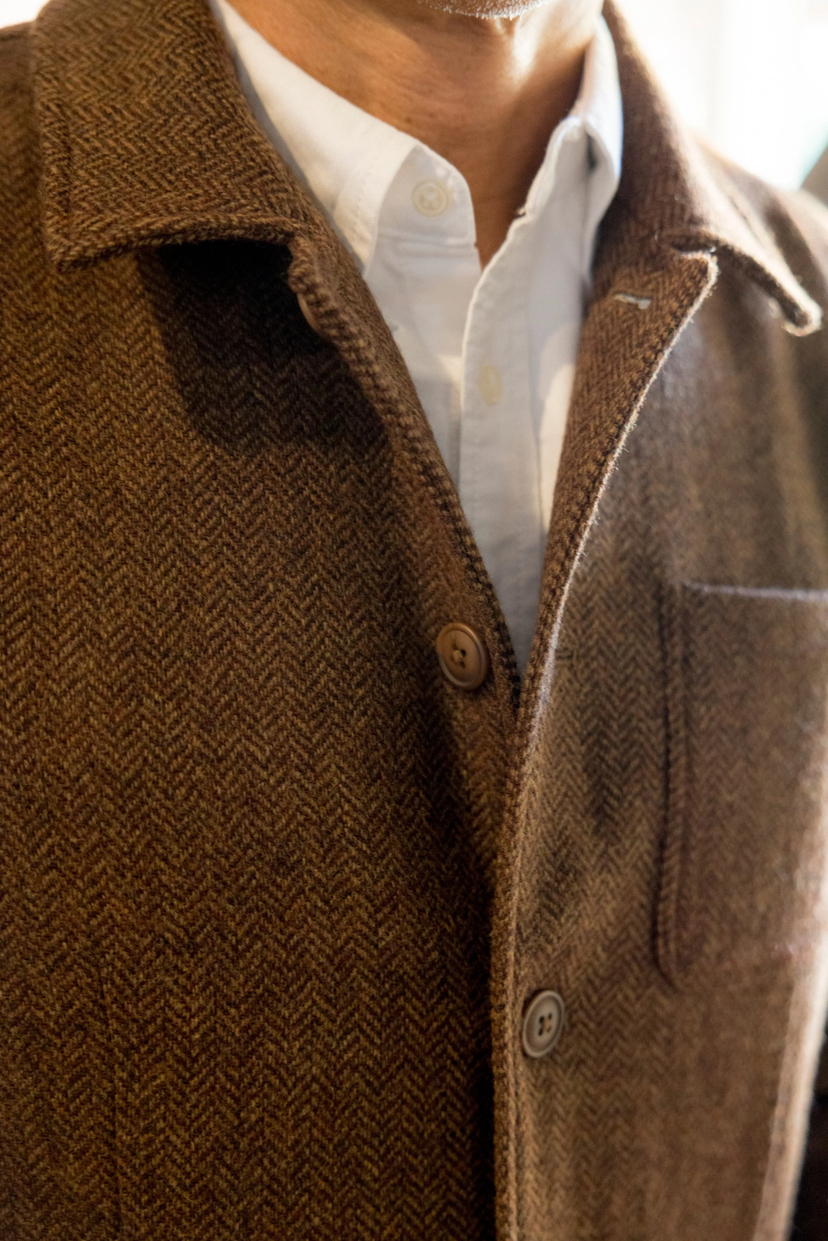 Tweed Industrial Jacket - Brown Herringbone