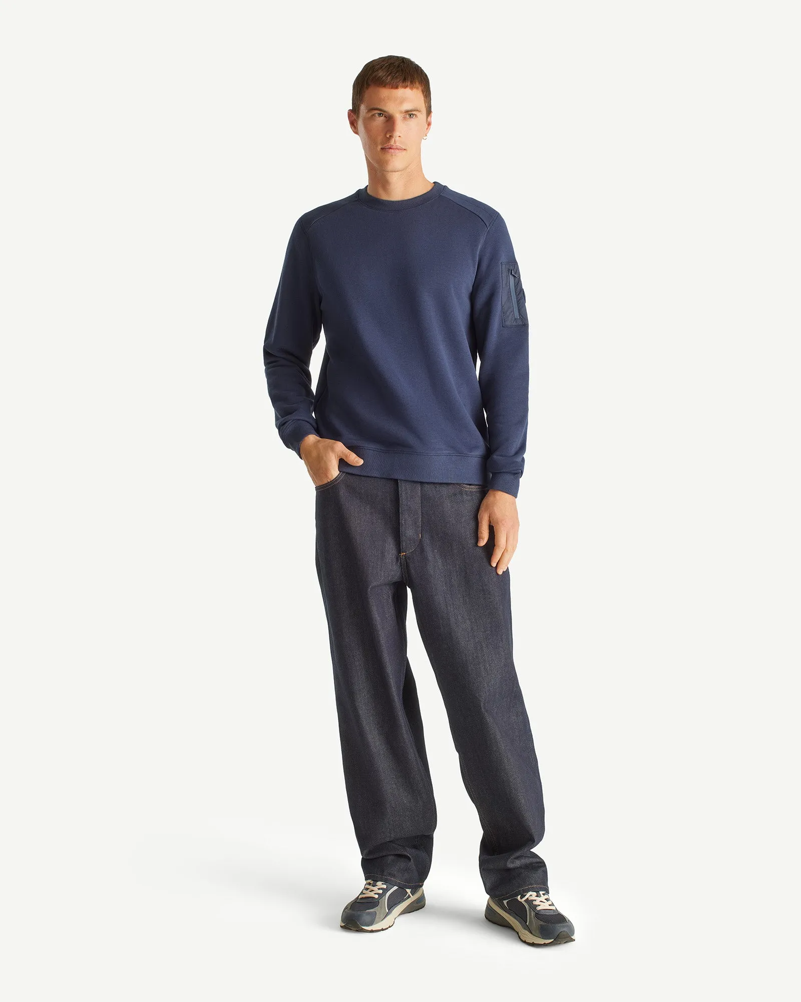 Ulysse round-necked cotton sweatshirt Navy