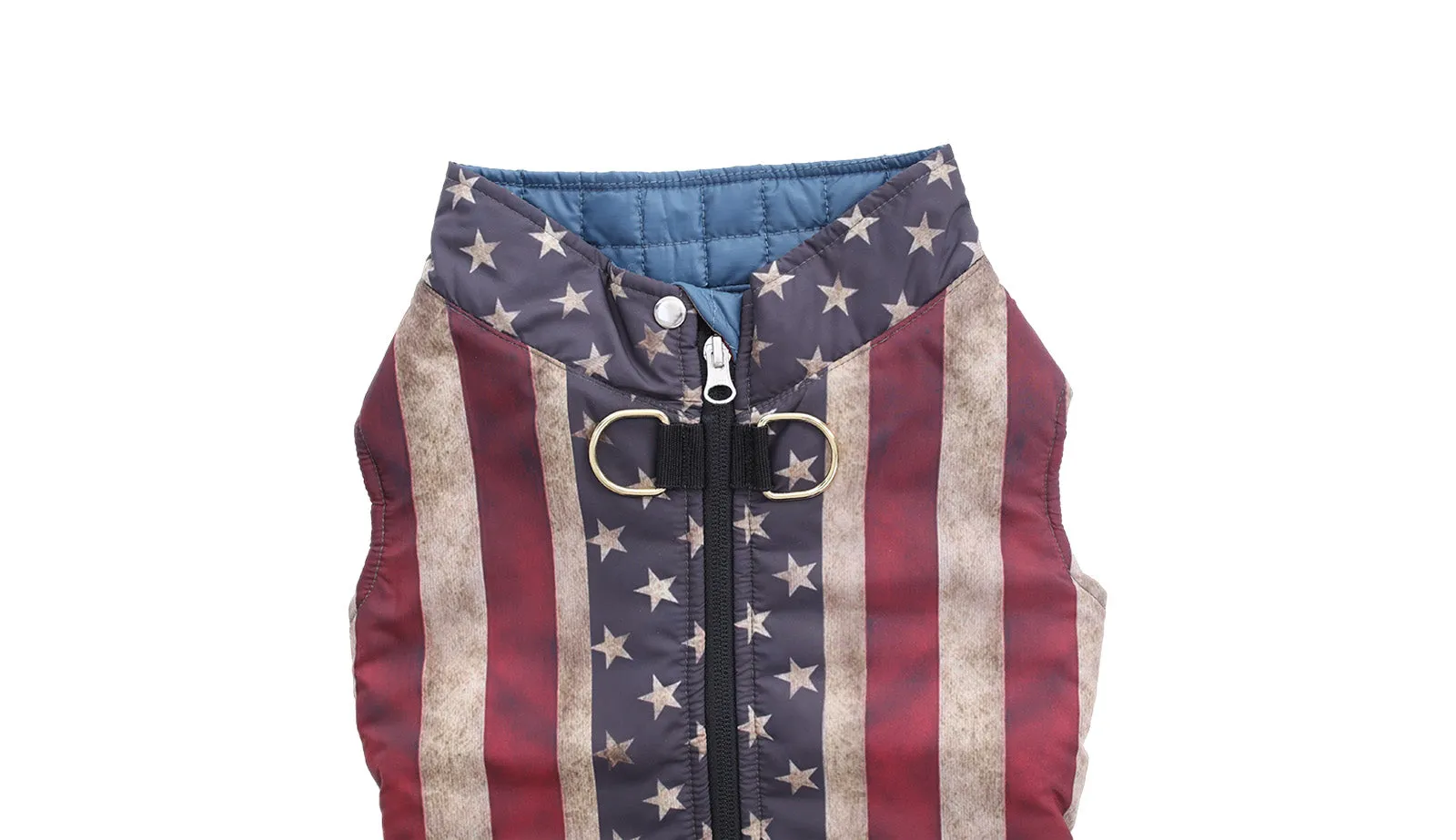 US Flag Dog Quilted Jacket - Printed