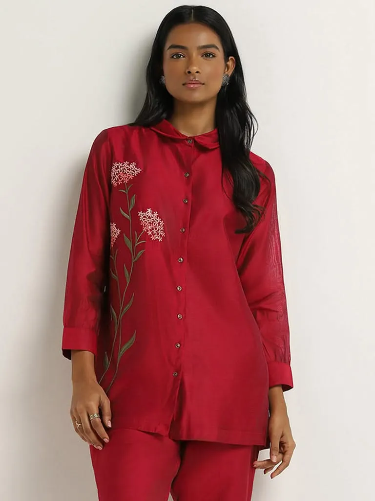 Vark Magenta Embroidered Tunic and Palazzos Set