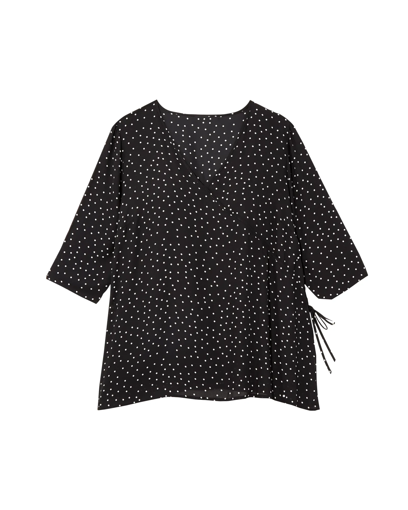 Veronica Faux Wrap Top | Black / White