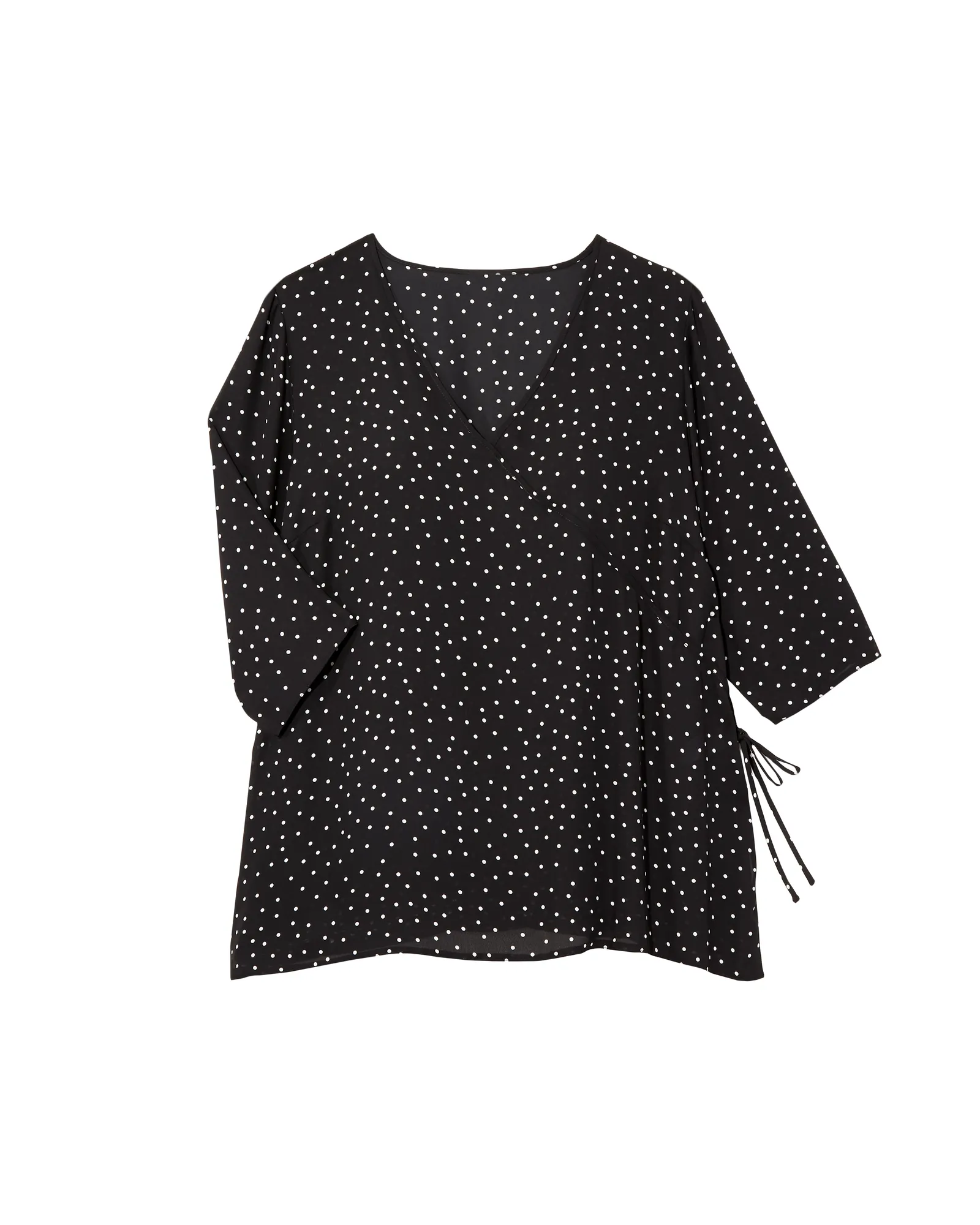 Veronica Faux Wrap Top | Black / White