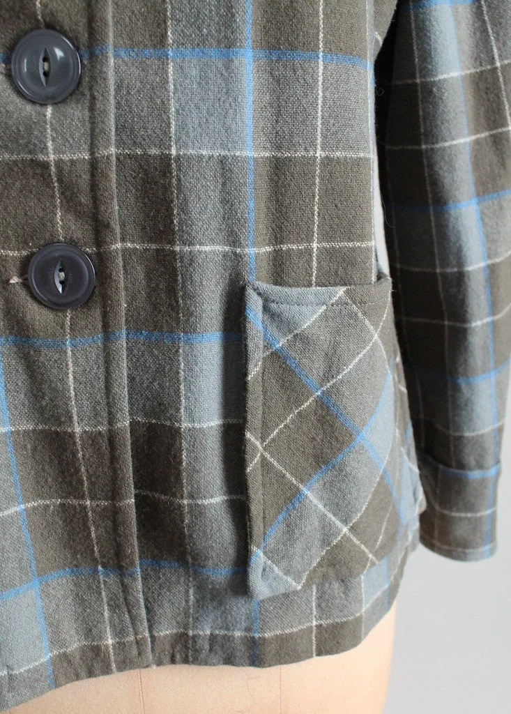 Vintage 1940s Plaid Wool 49er Jacket