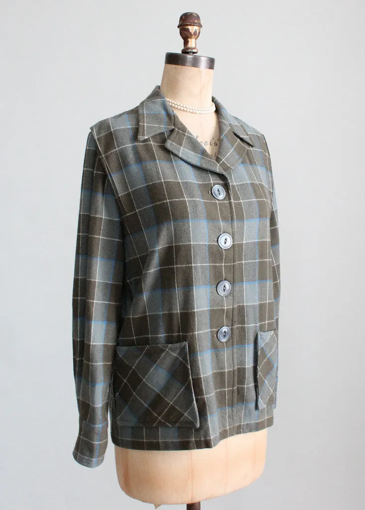 Vintage 1940s Plaid Wool 49er Jacket