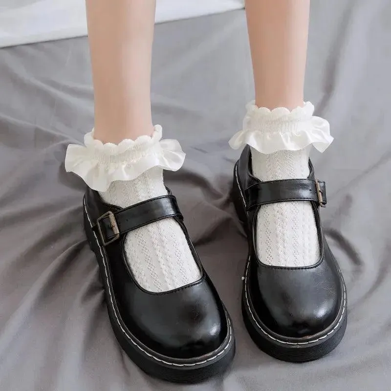 Vintage Inspired Lolita Socks | Frilly Ankle Socks for Mary Jane Shoes