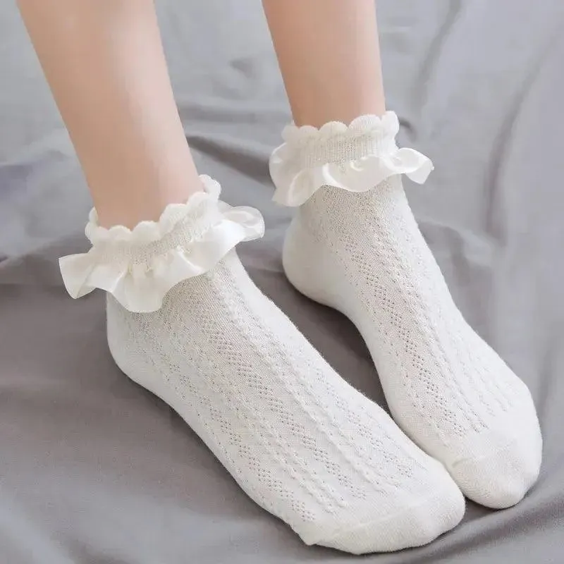 Vintage Inspired Lolita Socks | Frilly Ankle Socks for Mary Jane Shoes