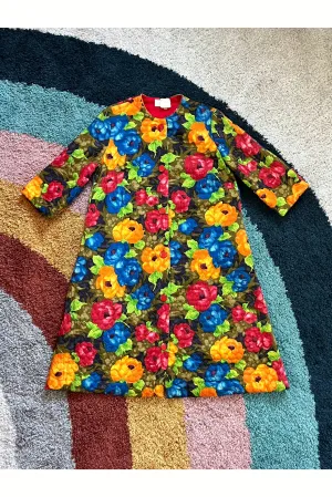 Vintage RARE 60s Bright Quilted Floral Coat