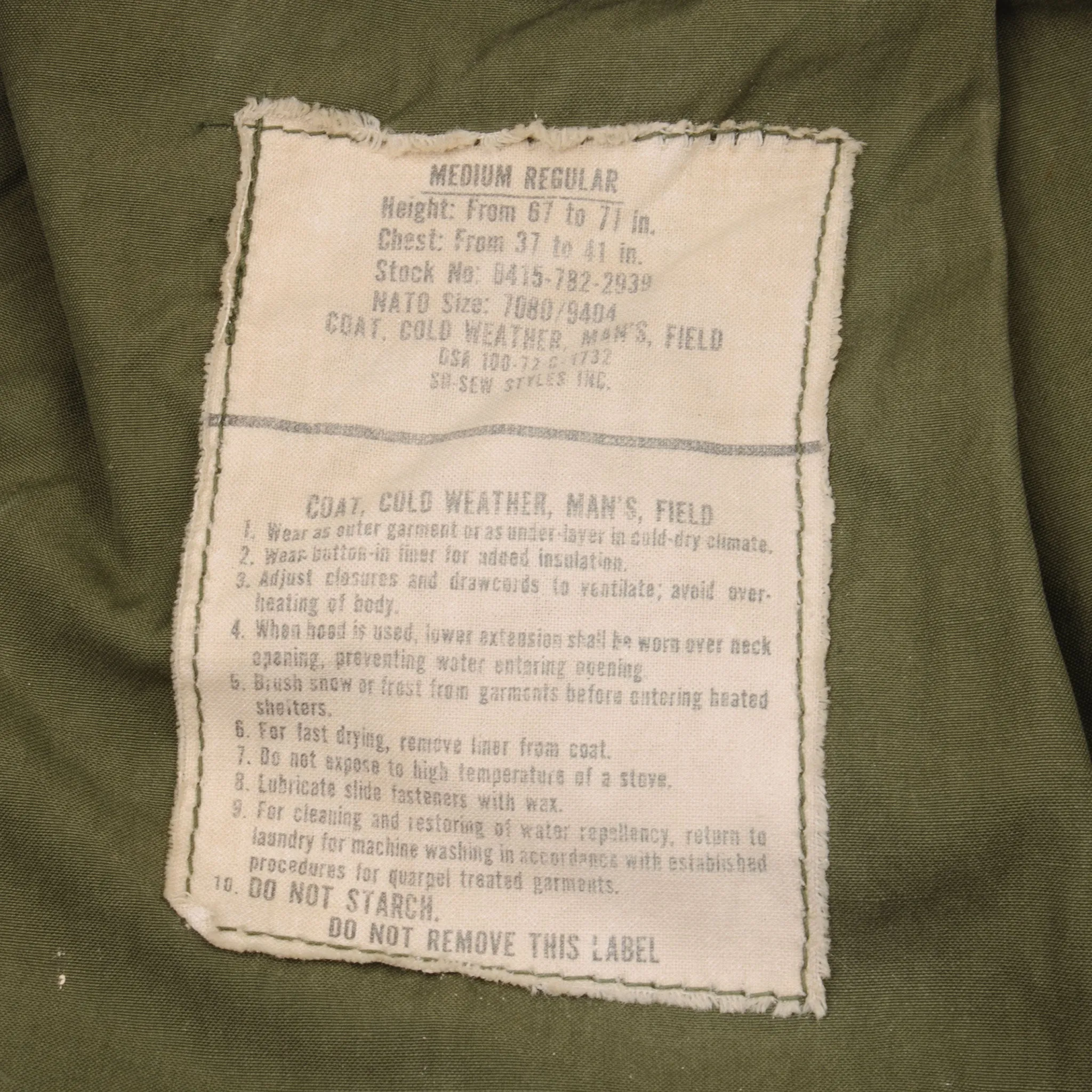 VINTAGE US ARMY M-1965 M65 FIELD JACKET 1972 VIETNAM WAR MEDIUM REGULAR W LINER