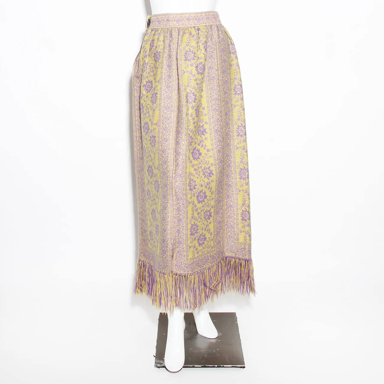 Vintage Wool Floral and Paisley Patterned Maxi Skirt