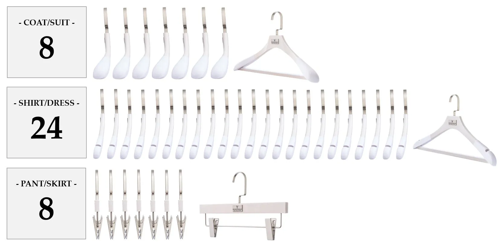 WASHED WHITE HANGER PACKAGES: POPULAR SELECTIONS