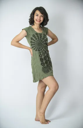 Womens Chakra Fractal Dress in Green