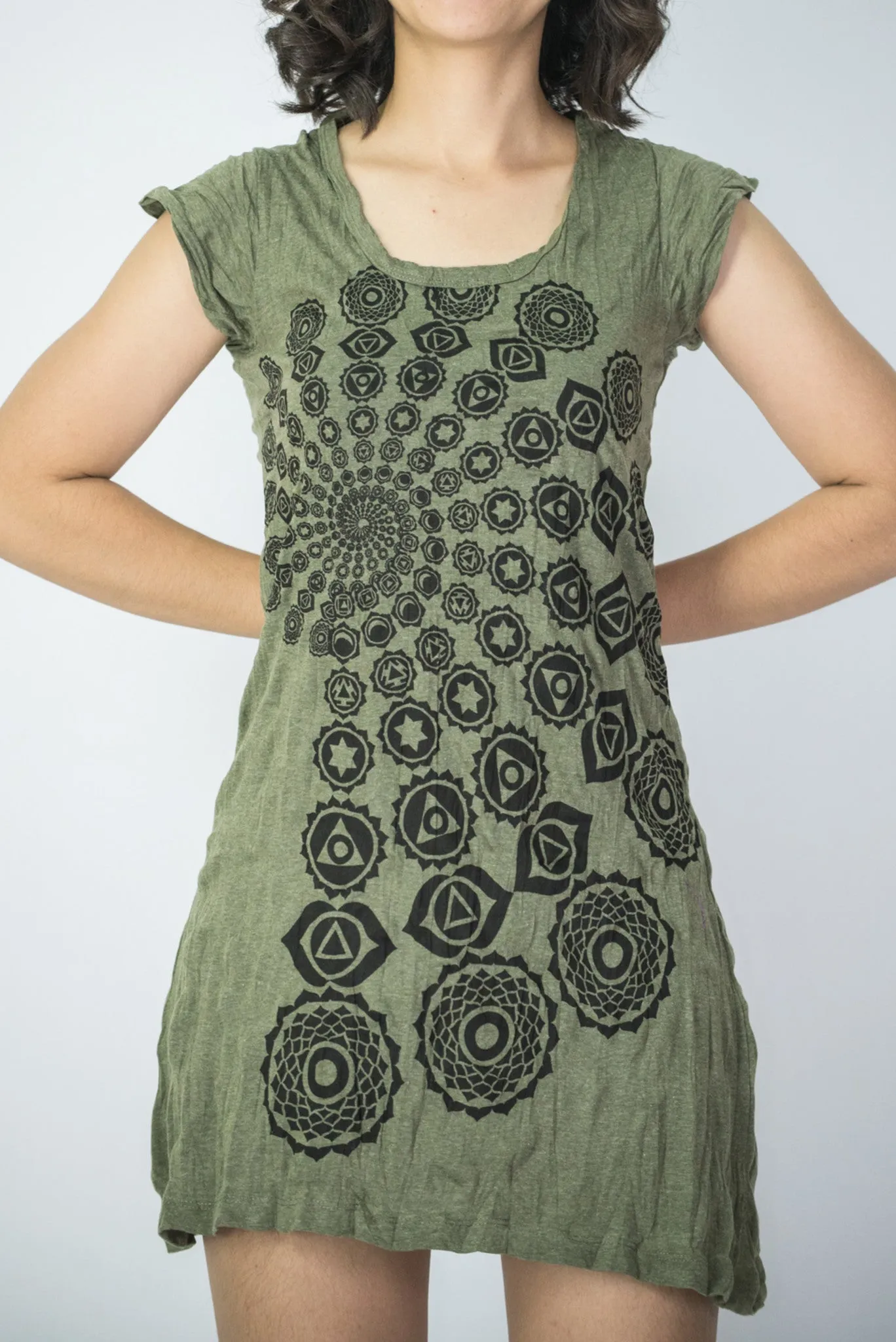 Womens Chakra Fractal Dress in Green