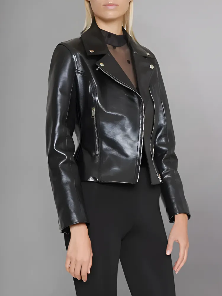 Women's Cinched Leather Motorcycle Jacket