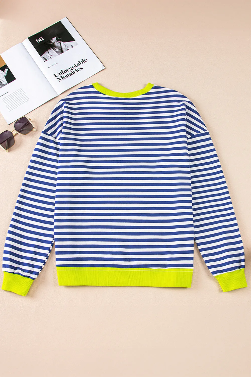 Women's Classic Striped Oversized Crew Neck Sweatshirt