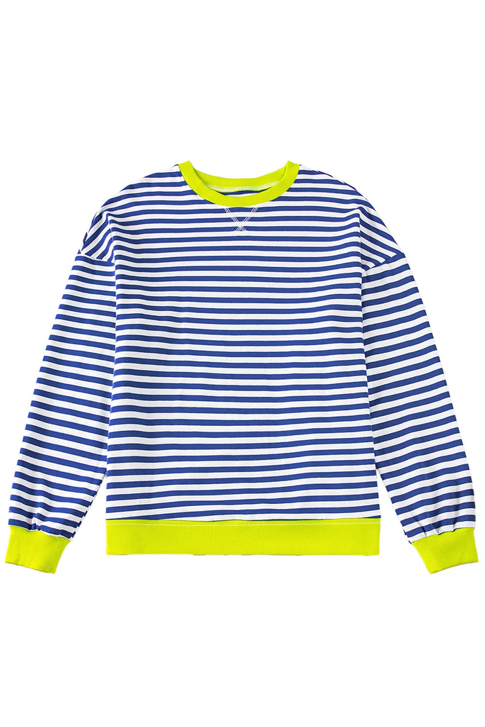 Women's Classic Striped Oversized Crew Neck Sweatshirt