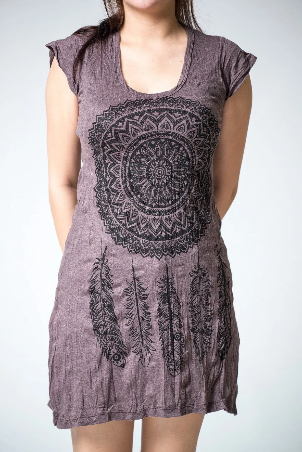 Womens Dreamcatcher Dress in Brown