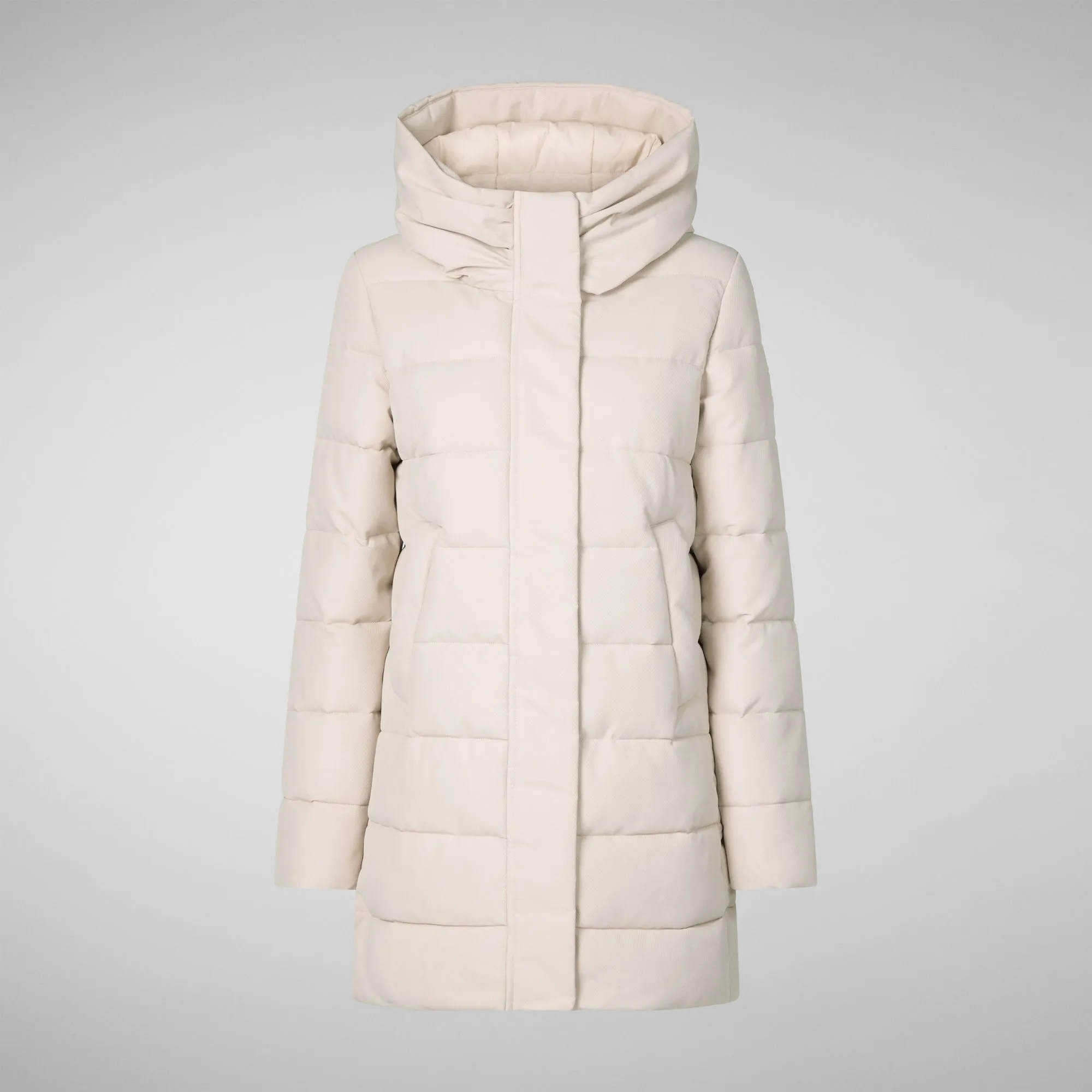 Women's Hooded Animal free Puffer Coat Tatiana in Shore Beige