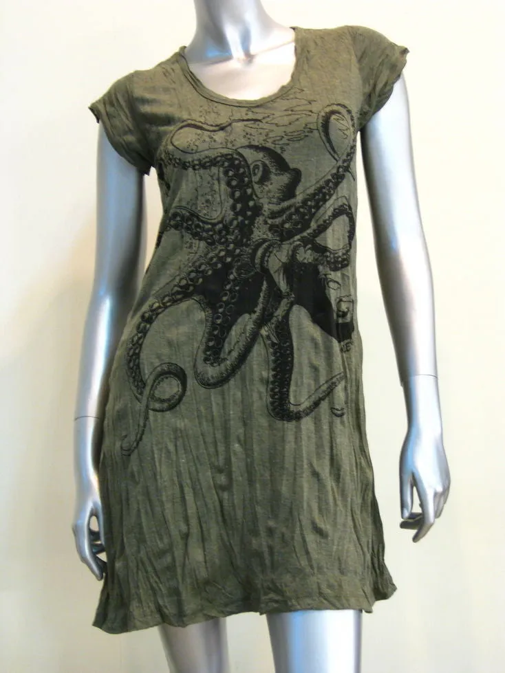 Womens Octopus Dress in Green