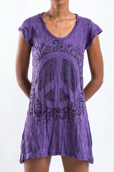 Womens Peace Sign Dress in Purple