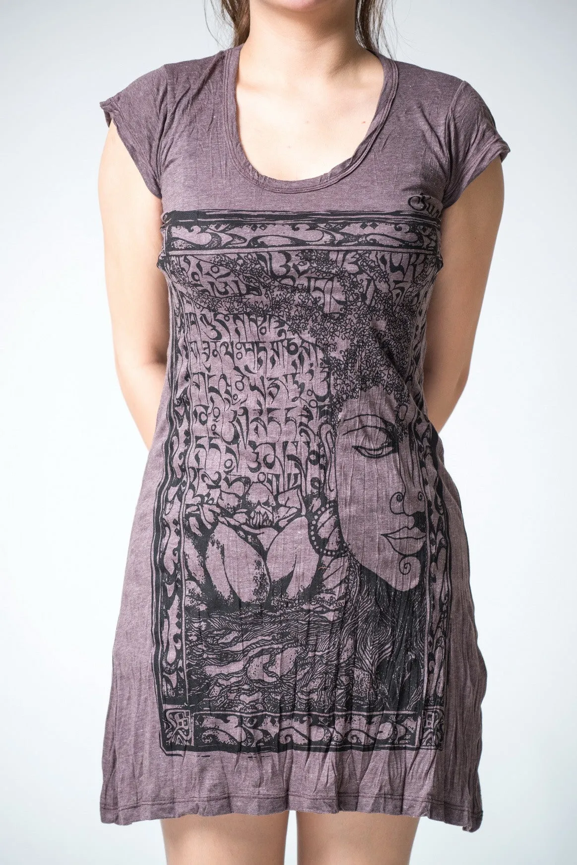 Womens Sanskrit Buddha Dress in Brown