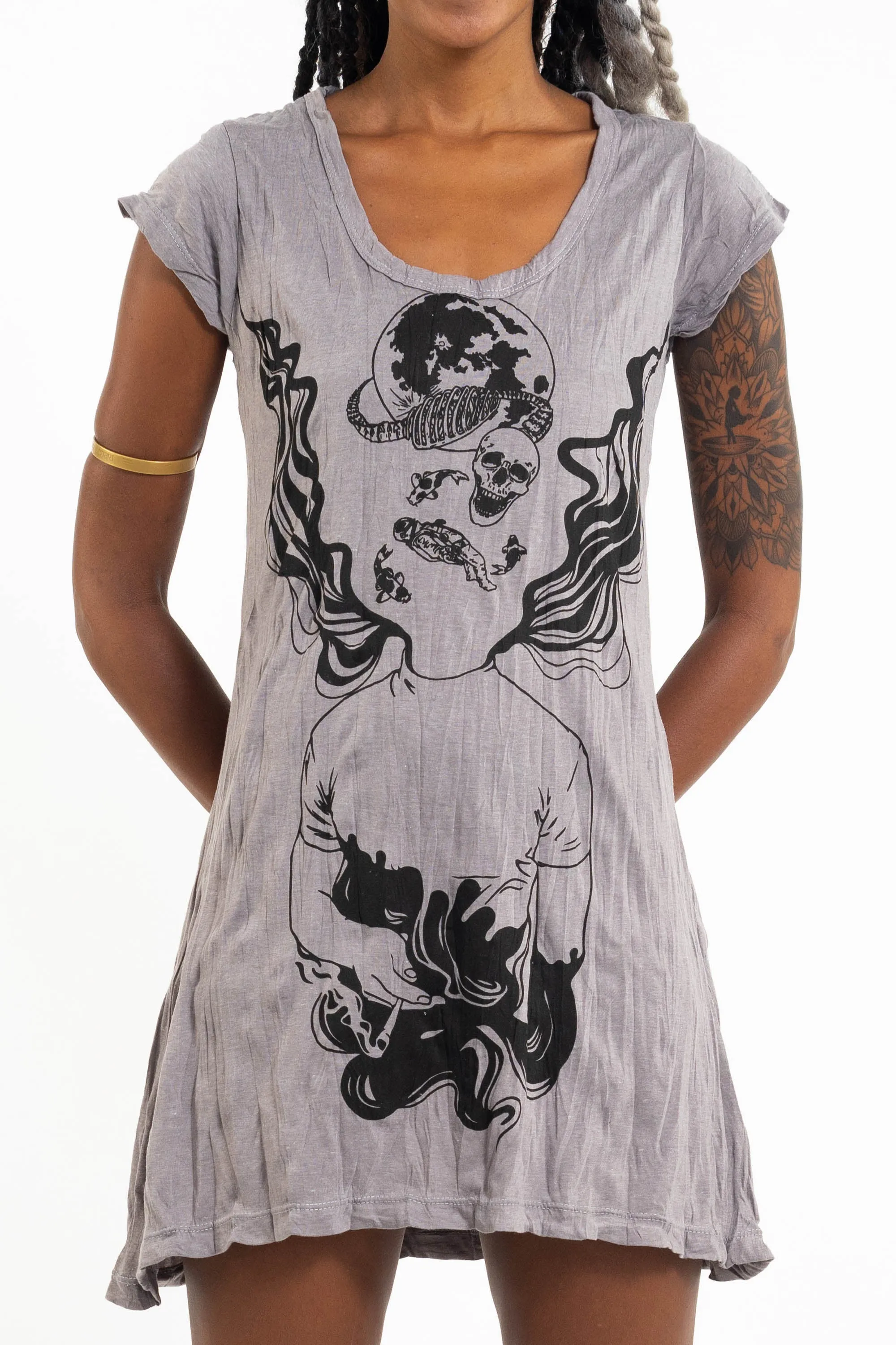 Womens Space Man Dress in Gray