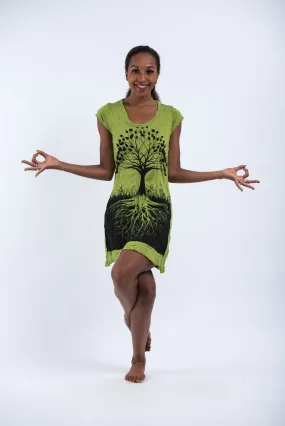 Womens Tree of Life Dress in Lime