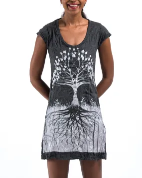 Womens Tree of Life Dress in Silver on Black